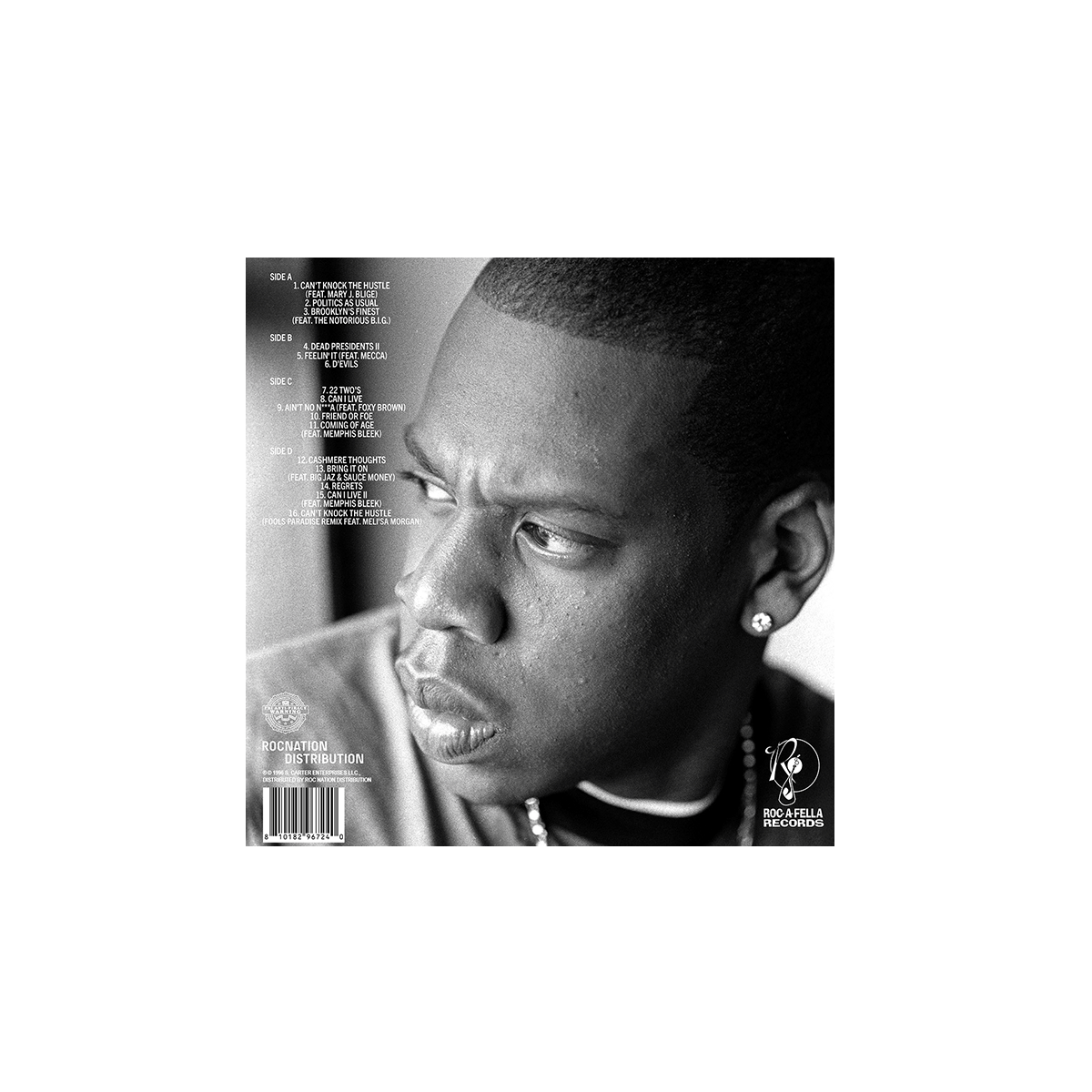 Back packaging of the Reasonable Doubt 30th anniversary white vinyl edition