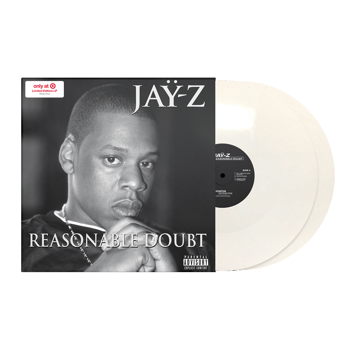 Front of the Reasonable Doubt 30th anniversary white vinyl edition