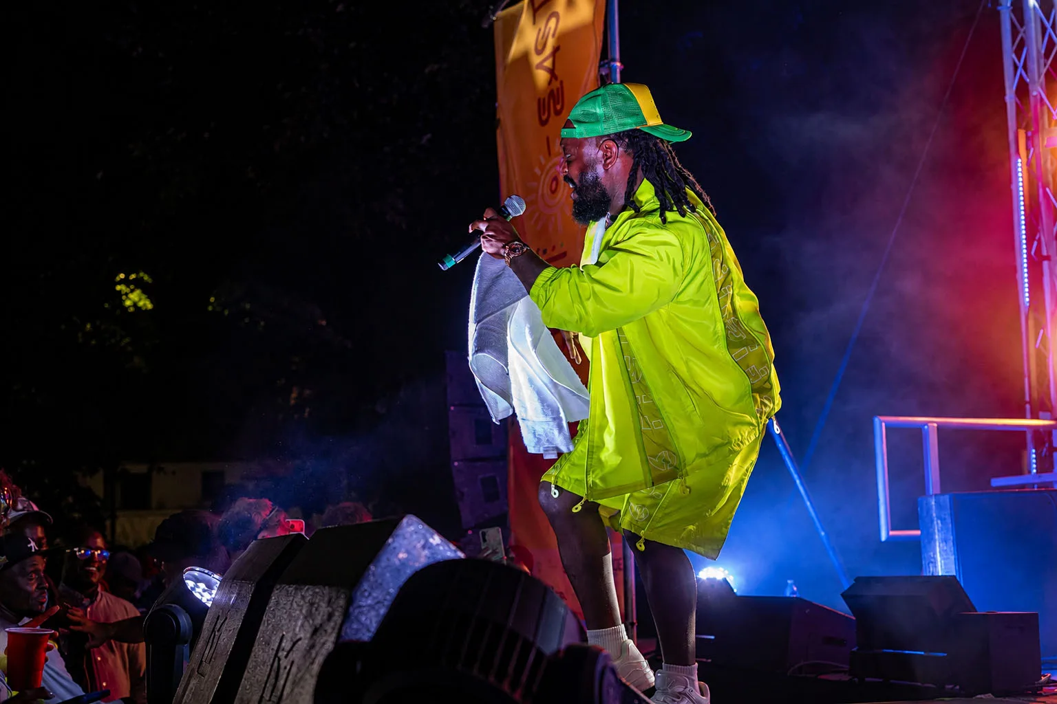 Timaya performing in front of the festival stage rig