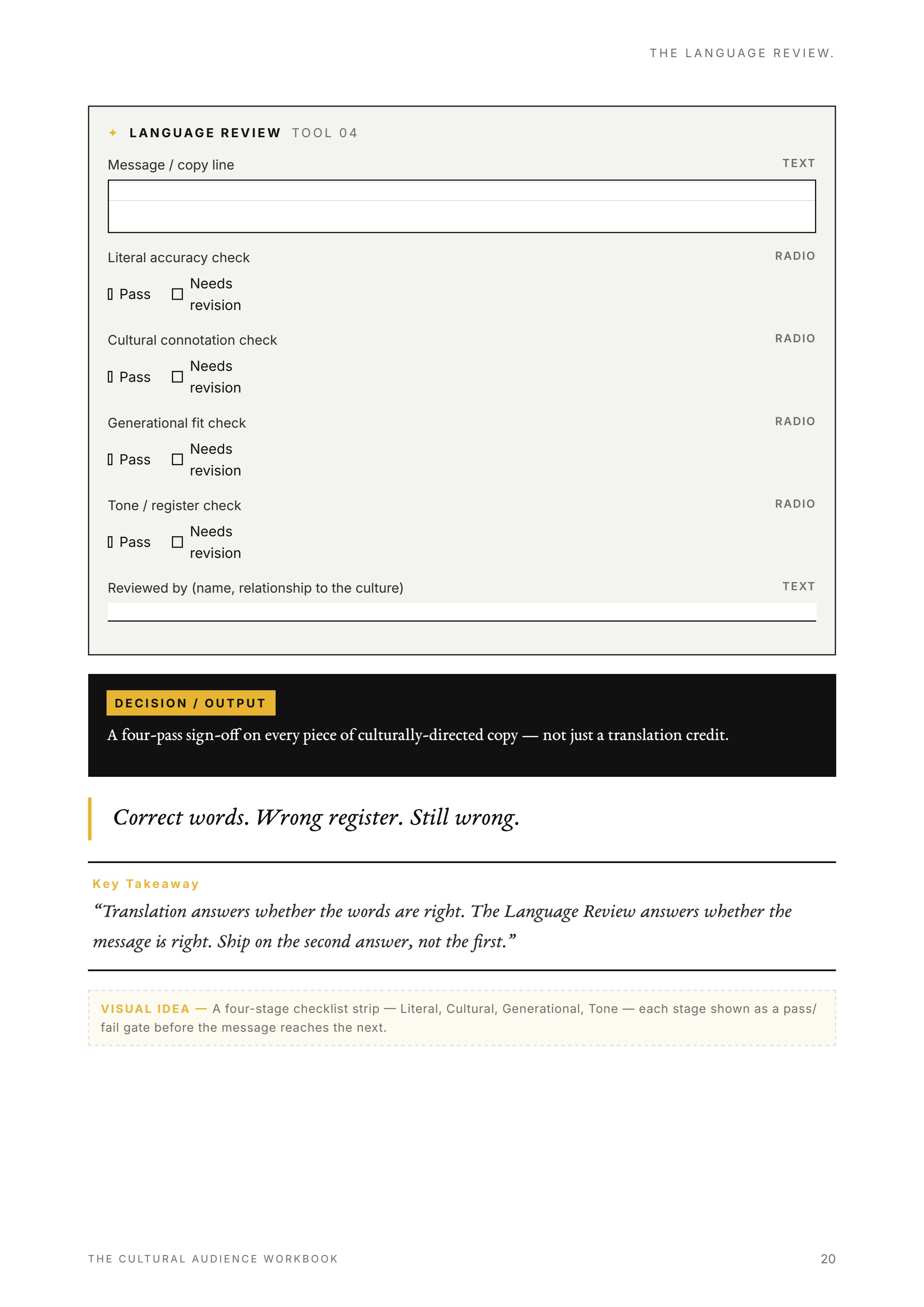 The Language Review worksheet page
