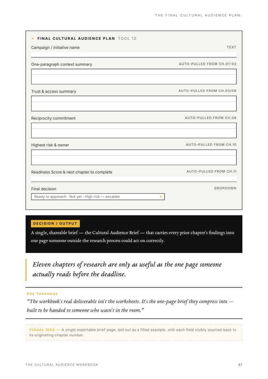 The Final Cultural Audience Plan worksheet page