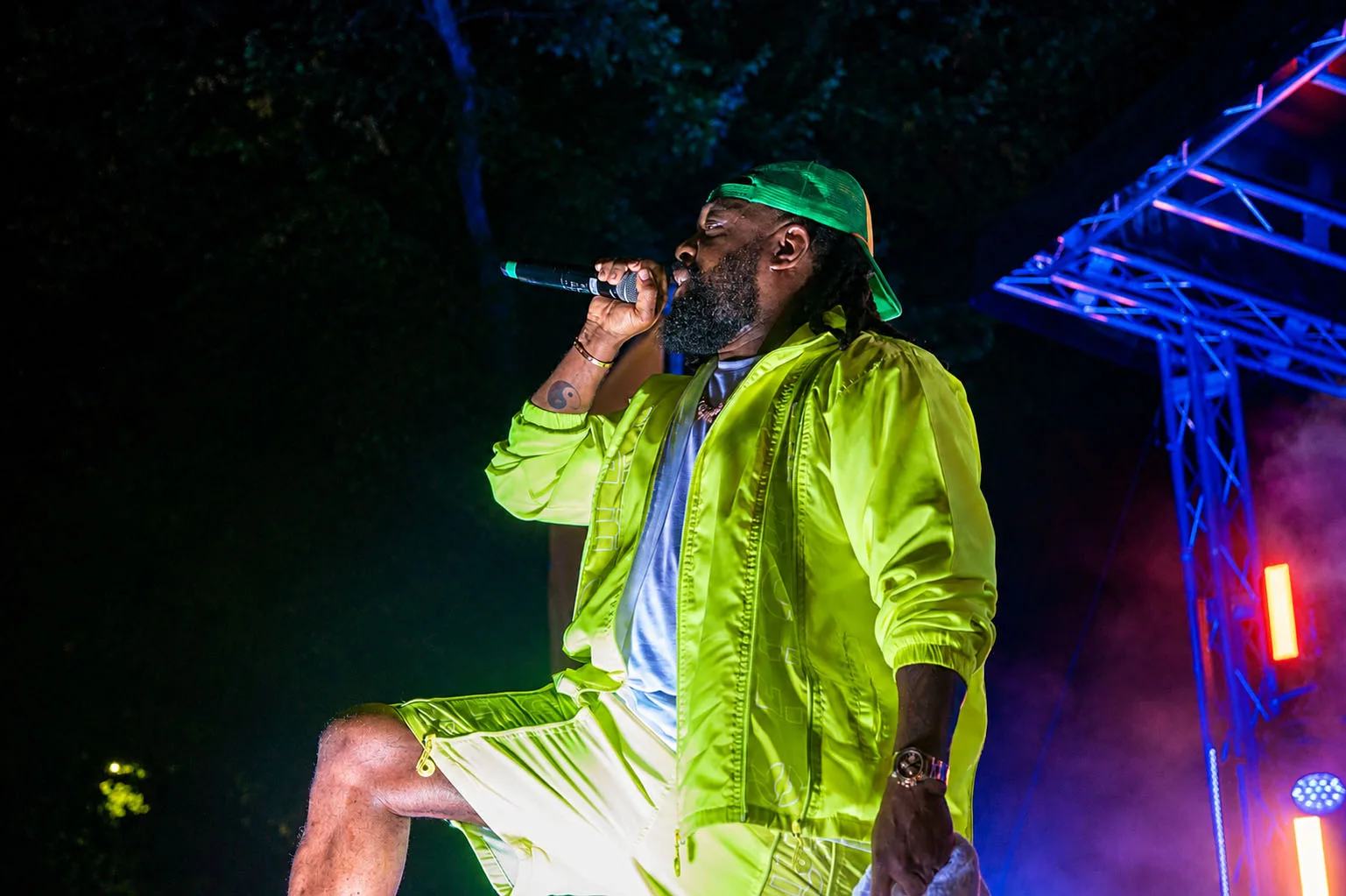 Timaya performing under stage lighting at Afri-Fest East