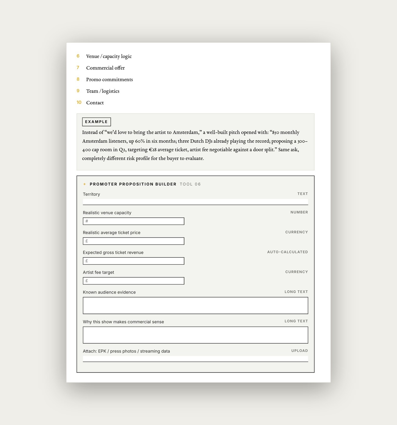 The Promoter Proposition Builder page