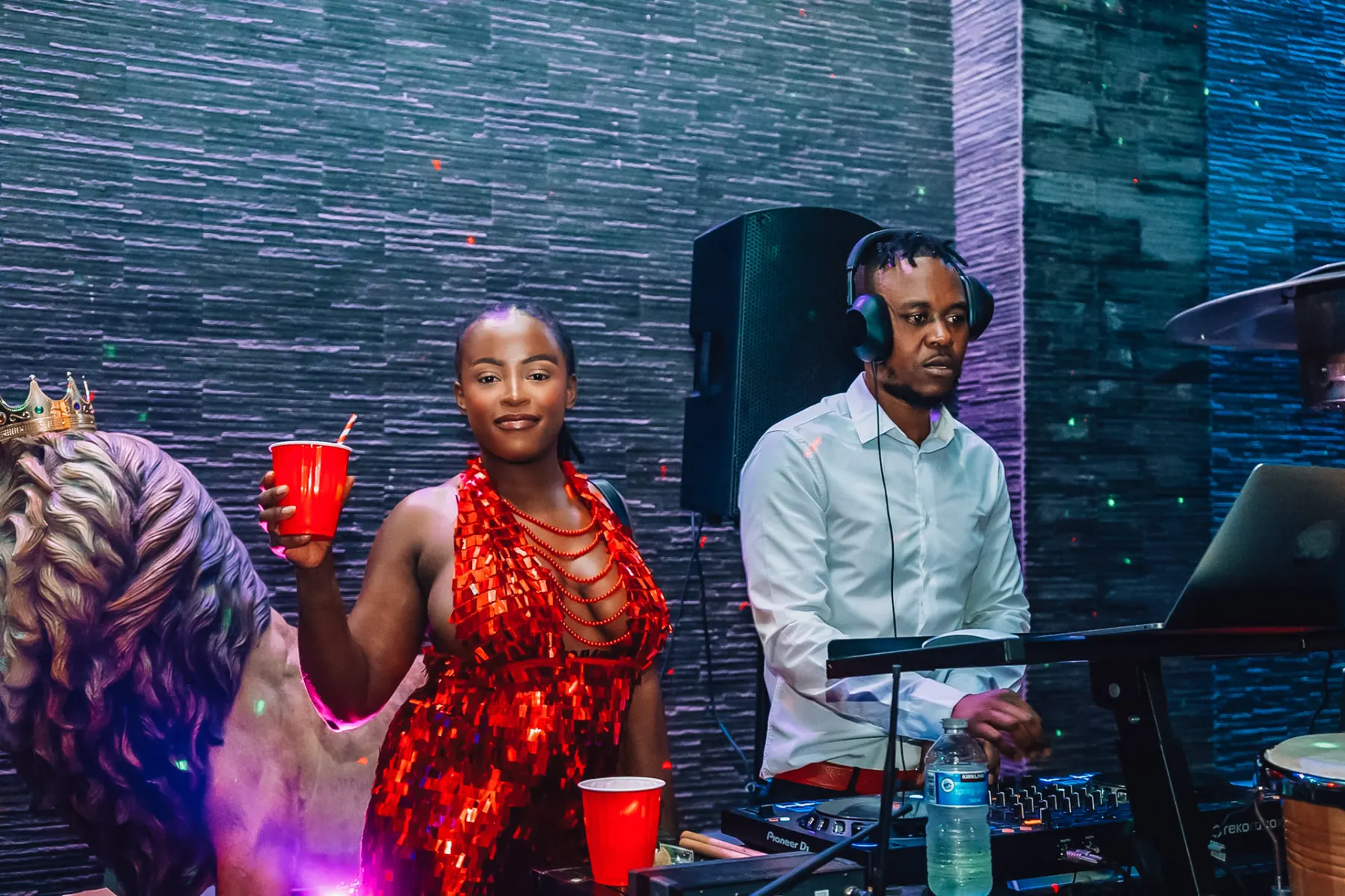Korrine Sky beside the DJ booth during the Rotimi night at Gate 65