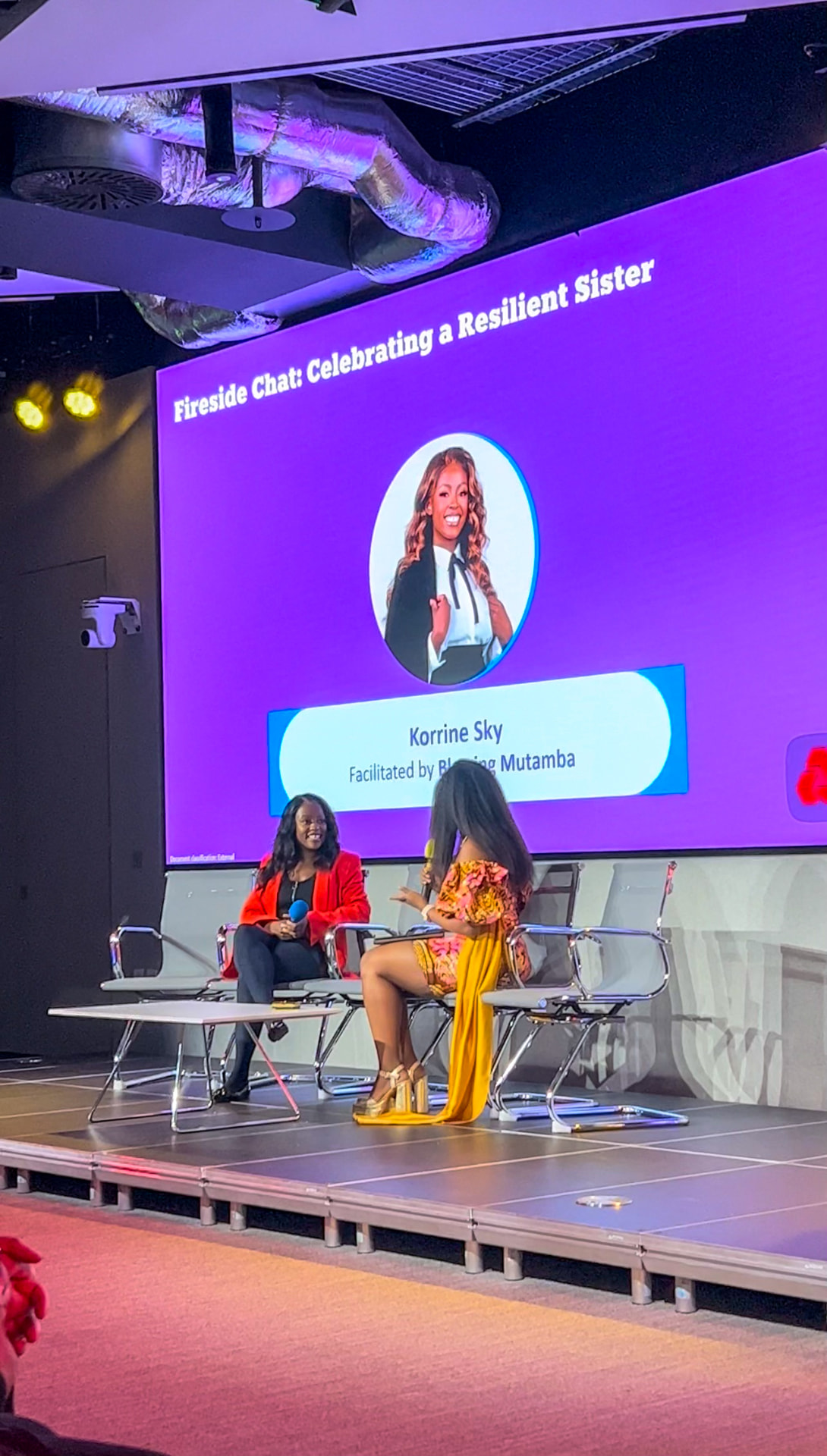 Korrine Sky speaking during a NatWest fireside chat celebrating a resilient sister