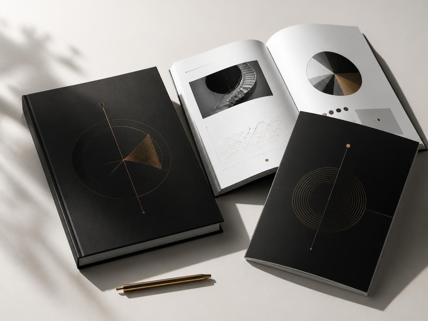 The International Artist Playbook shown as a printed black and gold workbook